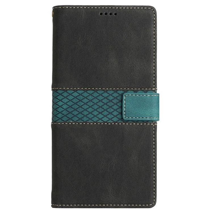 For iPhone SE (2024) Wallet Case Grid Splicing Card Slots PU Leather Phone Cover