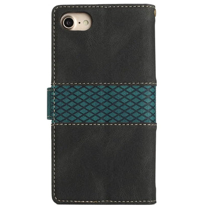 For iPhone SE (2024) Wallet Case Grid Splicing Card Slots PU Leather Phone Cover