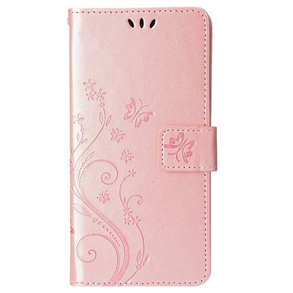 For iPhone 16 Pro Max Case Leather Phone Cover Butterfly Flower Pattern