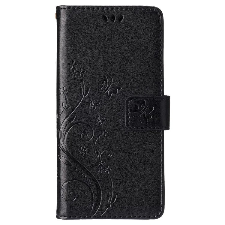 For iPhone 16 Pro Max Case Leather Phone Cover Butterfly Flower Pattern