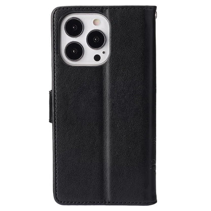 For iPhone 16 Pro Max Case Leather Phone Cover Butterfly Flower Pattern