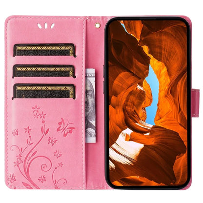 For iPhone 16 Pro Max Case Leather Phone Cover Butterfly Flower Pattern