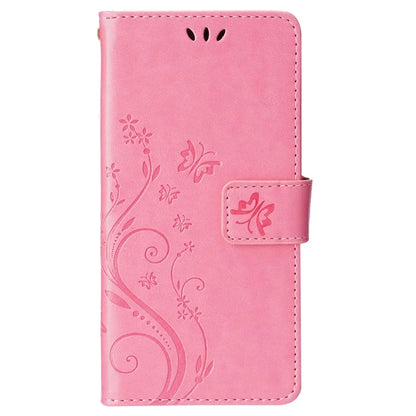 For iPhone 16 Pro Max Case Leather Phone Cover Butterfly Flower Pattern