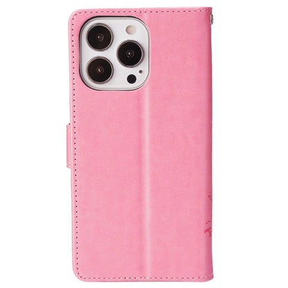 For iPhone 16 Pro Max Case Leather Phone Cover Butterfly Flower Pattern