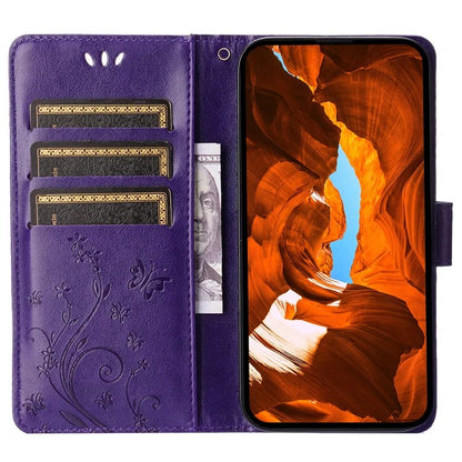 For iPhone 16 Pro Max Case Leather Phone Cover Butterfly Flower Pattern