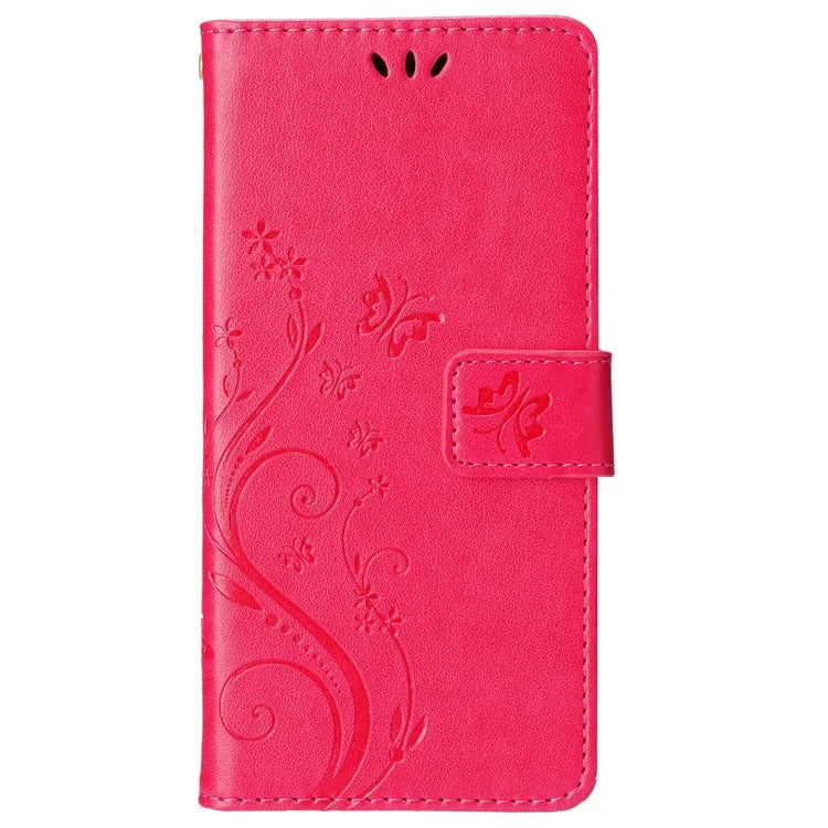 For iPhone 16 Pro Max Case Leather Phone Cover Butterfly Flower Pattern