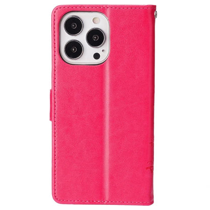 For iPhone 16 Pro Max Case Leather Phone Cover Butterfly Flower Pattern
