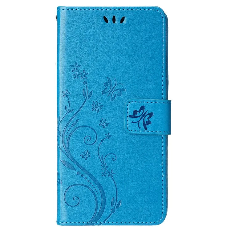 For iPhone 16 Pro Max Case Leather Phone Cover Butterfly Flower Pattern