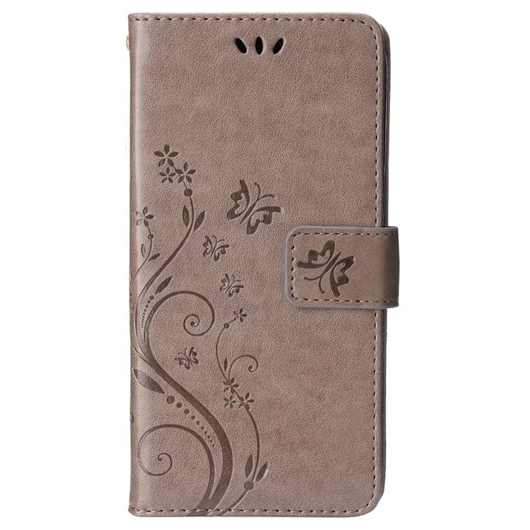 For iPhone 16 Pro Max Case Leather Phone Cover Butterfly Flower Pattern