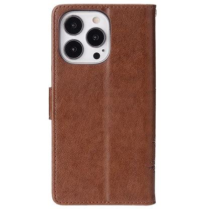 For iPhone 16 Pro Max Case Leather Phone Cover Butterfly Flower Pattern