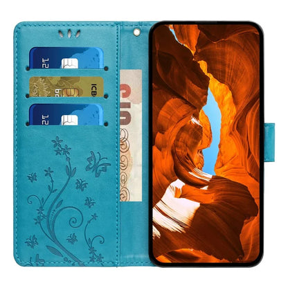 For iPhone 16 Plus Case Wallet PU Leather Butterfly Floral Phone Cover with Strap