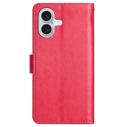 For iPhone 16 Plus Case Wallet PU Leather Butterfly Floral Phone Cover with Strap