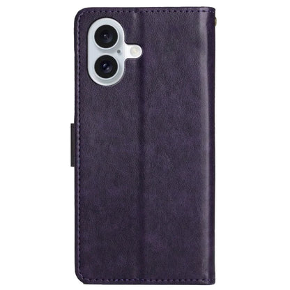 For iPhone 16 Plus Case Wallet PU Leather Butterfly Floral Phone Cover with Strap