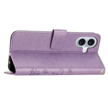 For iPhone 16 Plus Case Wallet PU Leather Butterfly Floral Phone Cover with Strap