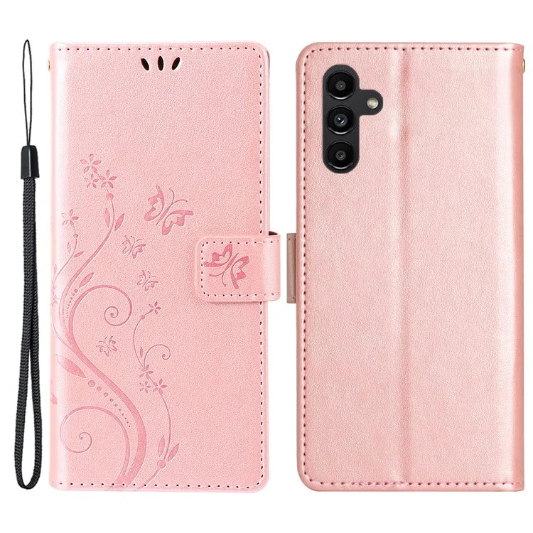 For Samsung Galaxy M55 5G / C55 5G / F55 5G Case Wallet Butterfly Floral PU Leather Phone Cover