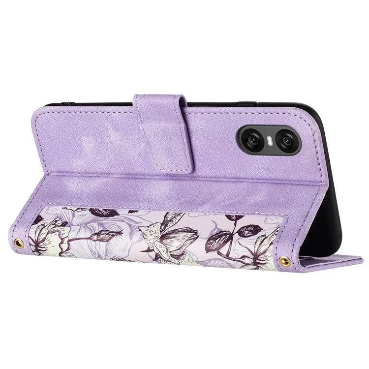 For Sony Xperia 10 VI Case Card Holder PU Leather Phone Cover Pattern Printed