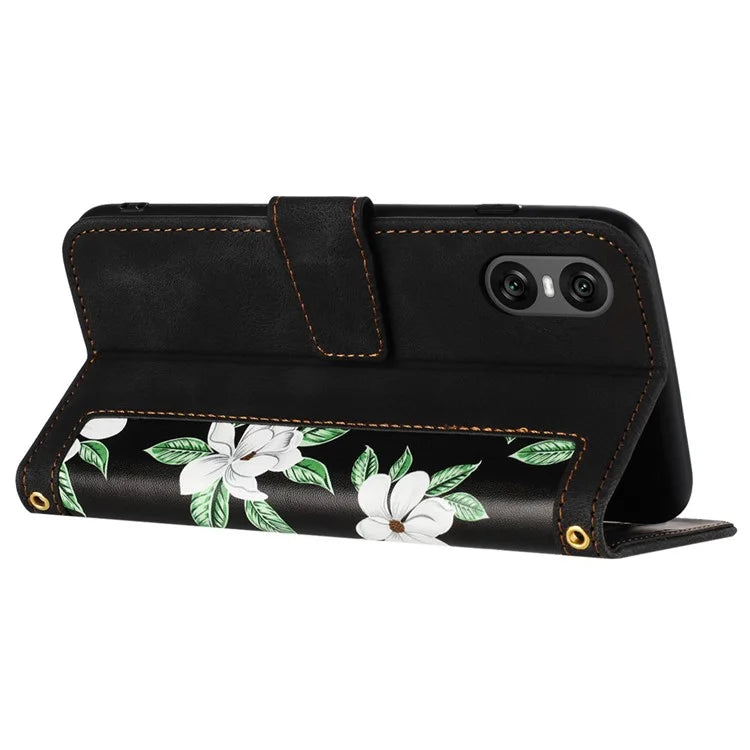For Sony Xperia 10 VI Case Card Holder PU Leather Phone Cover Pattern Printed