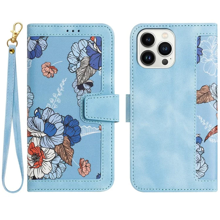 For iPhone 16 Pro Max Case Card Holder Pattern Printed PU Leather Phone Cover