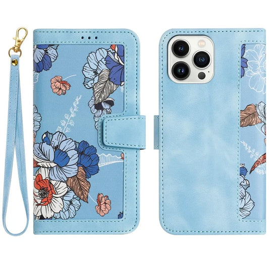 For iPhone 16 Pro Max Case Card Holder Pattern Printed PU Leather Phone Cover