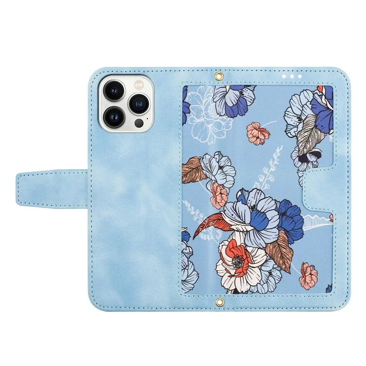 For iPhone 16 Pro Max Case Card Holder Pattern Printed PU Leather Phone Cover
