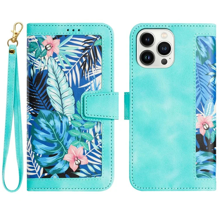 For iPhone 16 Pro Max Case Card Holder Pattern Printed PU Leather Phone Cover