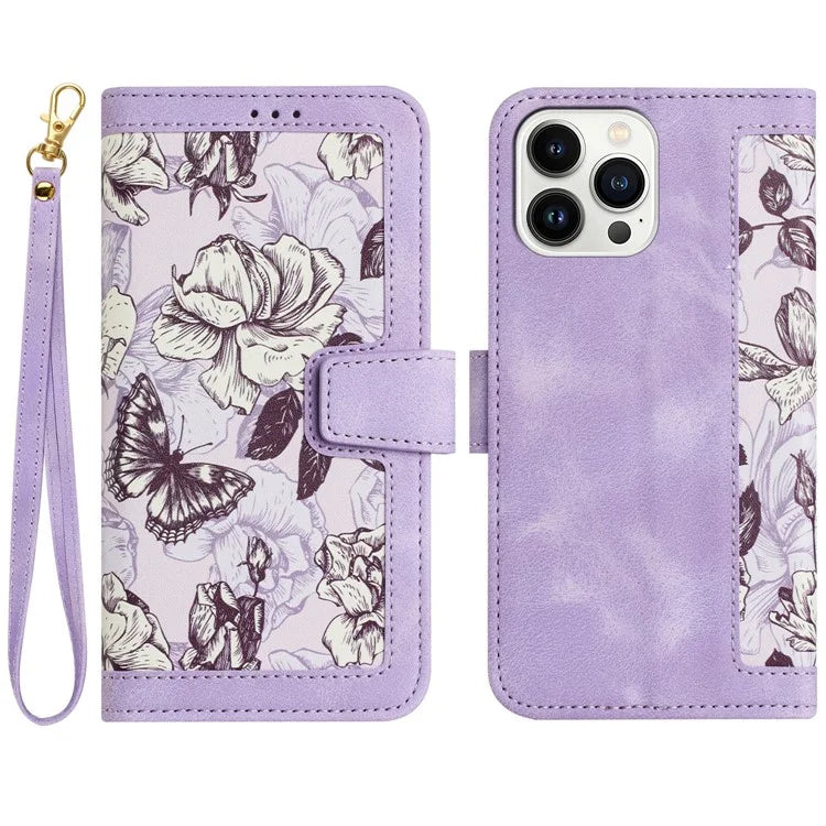 For iPhone 16 Pro Max Case Card Holder Pattern Printed PU Leather Phone Cover