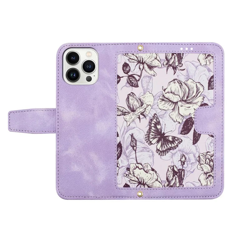 For iPhone 16 Pro Max Case Card Holder Pattern Printed PU Leather Phone Cover