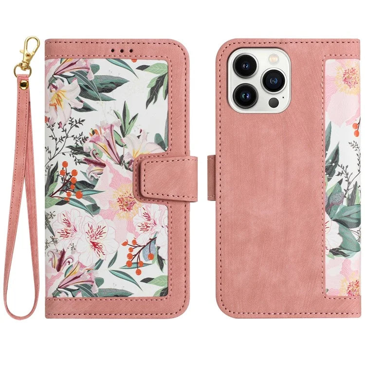 For iPhone 16 Pro Max Case Card Holder Pattern Printed PU Leather Phone Cover