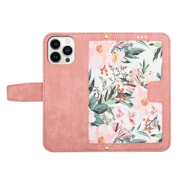 For iPhone 16 Pro Max Case Card Holder Pattern Printed PU Leather Phone Cover