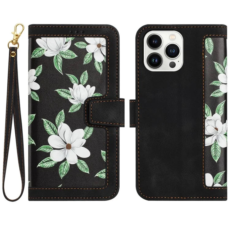 For iPhone 16 Pro Max Case Card Holder Pattern Printed PU Leather Phone Cover
