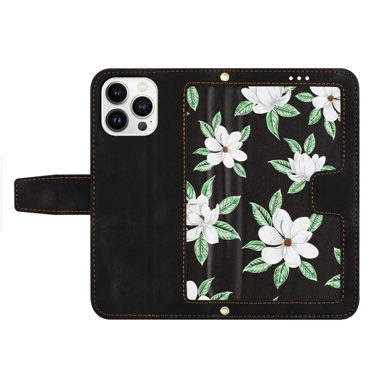 For iPhone 16 Pro Max Case Card Holder Pattern Printed PU Leather Phone Cover