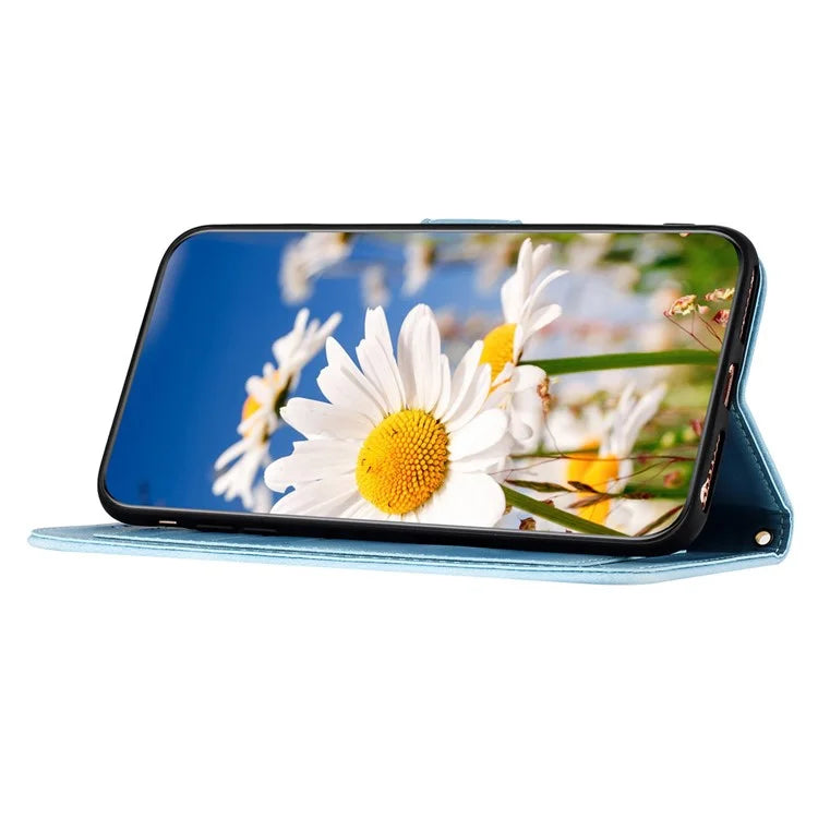 For iPhone 16 Plus Case Card Slots Flower Pattern Flip Leather Phone Cover