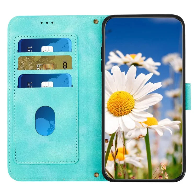 For iPhone 16 Plus Case Card Slots Flower Pattern Flip Leather Phone Cover