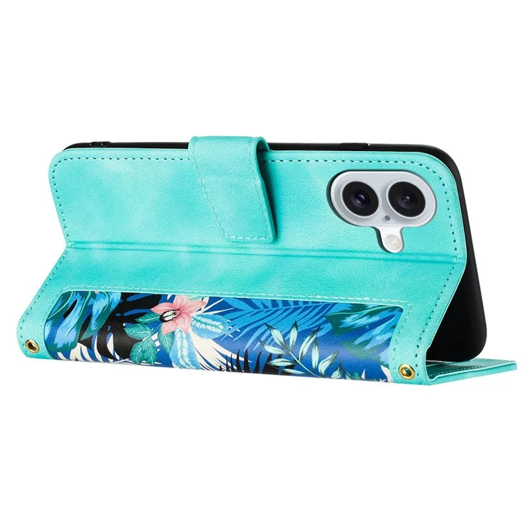 For iPhone 16 Plus Case Card Slots Flower Pattern Flip Leather Phone Cover