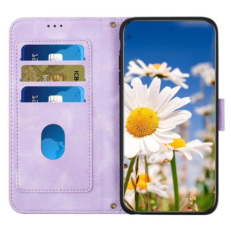 For iPhone 16 Plus Case Card Slots Flower Pattern Flip Leather Phone Cover