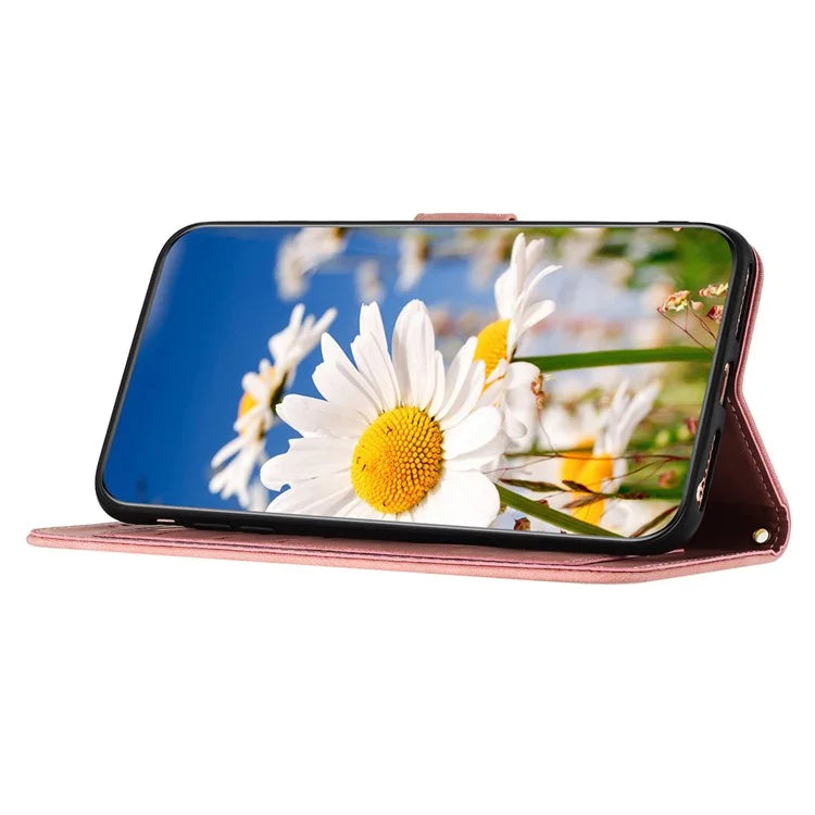 For iPhone 16 Plus Case Card Slots Flower Pattern Flip Leather Phone Cover