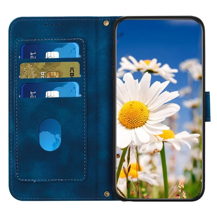 For iPhone 16 Plus Case Card Slots Flower Pattern Flip Leather Phone Cover