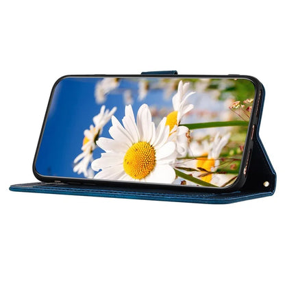 For iPhone 16 Case Flower Pattern PU Leather Phone Cover with Card Slots