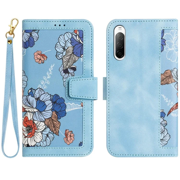 For Sony Xperia 10 V Case Pattern Print Leather Phone Cover with Hand Strap