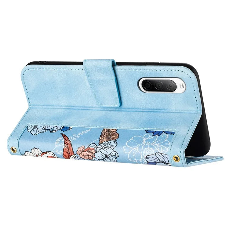 For Sony Xperia 10 V Case Pattern Print Leather Phone Cover with Hand Strap