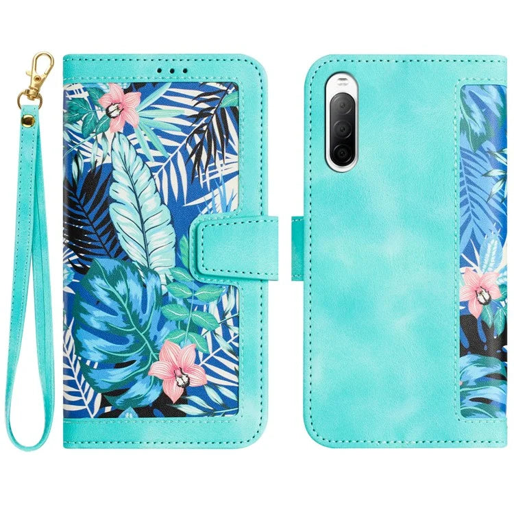 For Sony Xperia 10 V Case Pattern Print Leather Phone Cover with Hand Strap