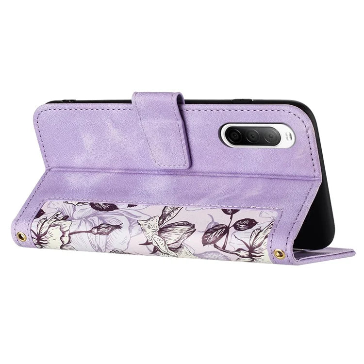 For Sony Xperia 10 V Case Pattern Print Leather Phone Cover with Hand Strap