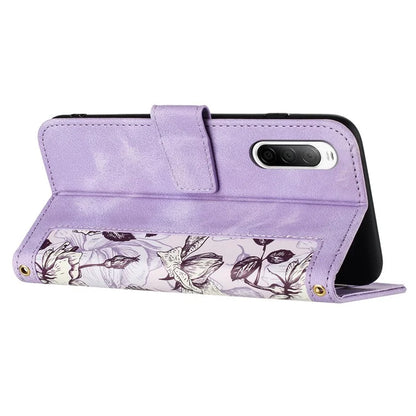For Sony Xperia 10 V Case Pattern Print Leather Phone Cover with Hand Strap