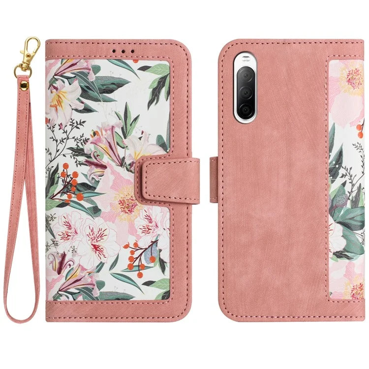 For Sony Xperia 10 V Case Pattern Print Leather Phone Cover with Hand Strap