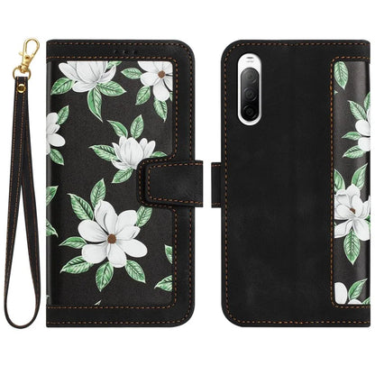 For Sony Xperia 10 V Case Pattern Print Leather Phone Cover with Hand Strap