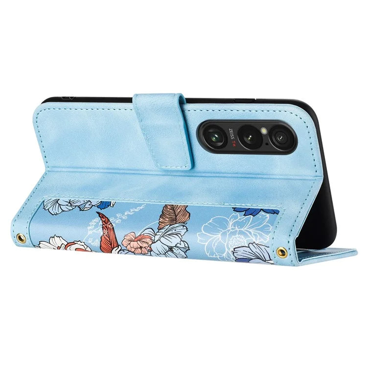 For Sony Xperia 1 VI Case Flower Pattern Card Slots Leather Phone Cover