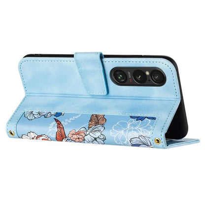 For Sony Xperia 1 VI Case Flower Pattern Card Slots Leather Phone Cover