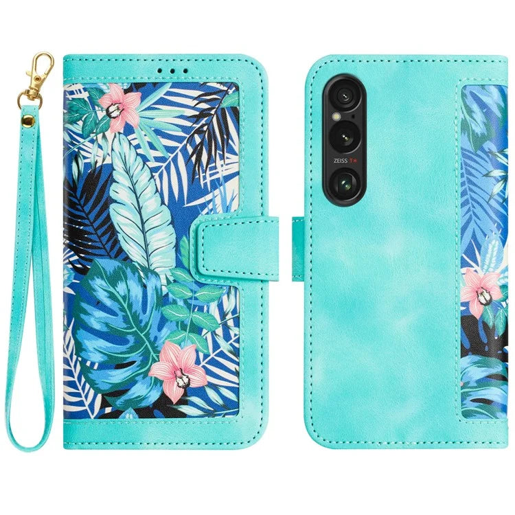 For Sony Xperia 1 VI Case Flower Pattern Card Slots Leather Phone Cover