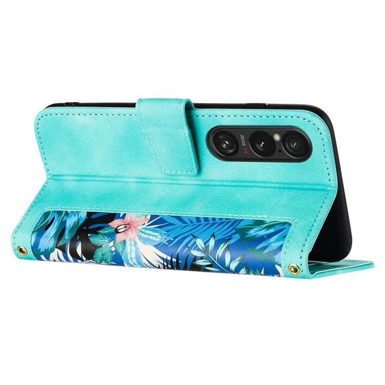 For Sony Xperia 1 VI Case Flower Pattern Card Slots Leather Phone Cover