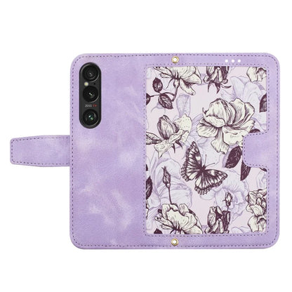 For Sony Xperia 1 VI Case Flower Pattern Card Slots Leather Phone Cover